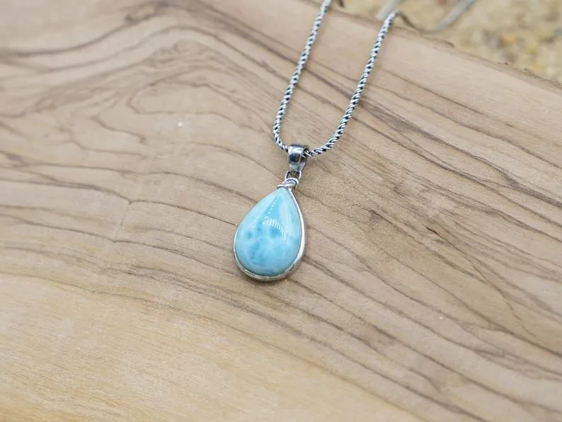 Larimar Teardrop Beach Pendant - Only One Piece Created