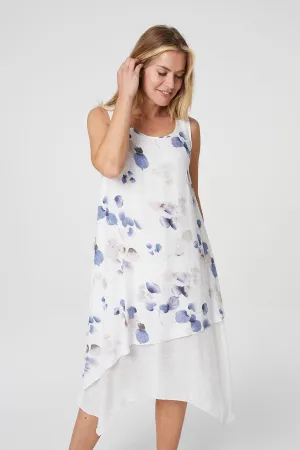 Leaf Print Layered Swing Dress