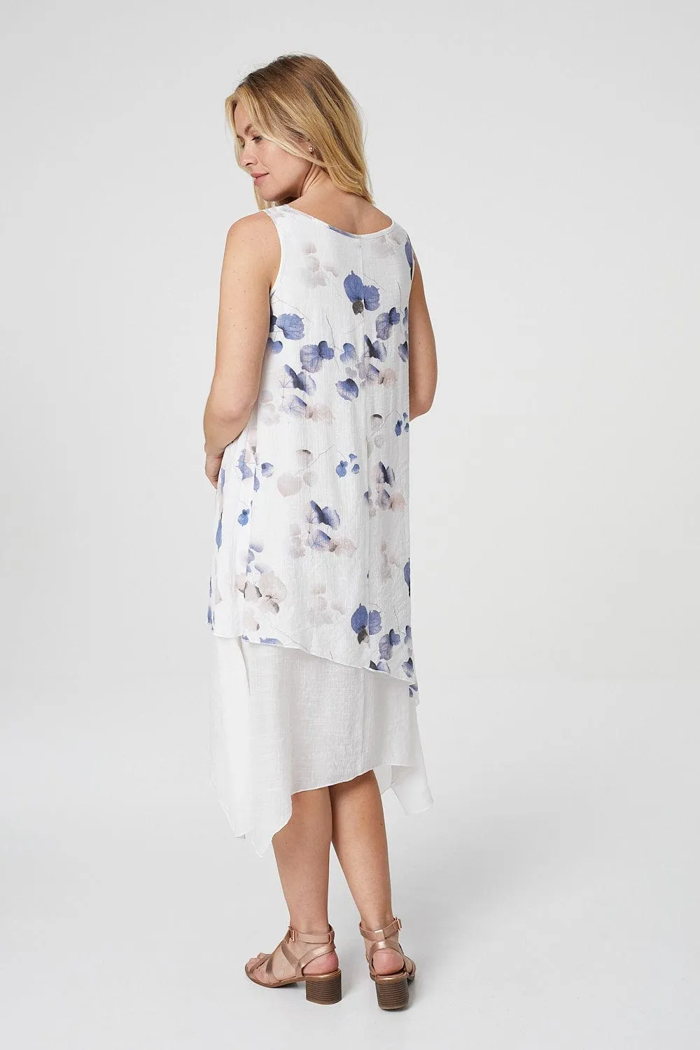 Leaf Print Layered Swing Dress