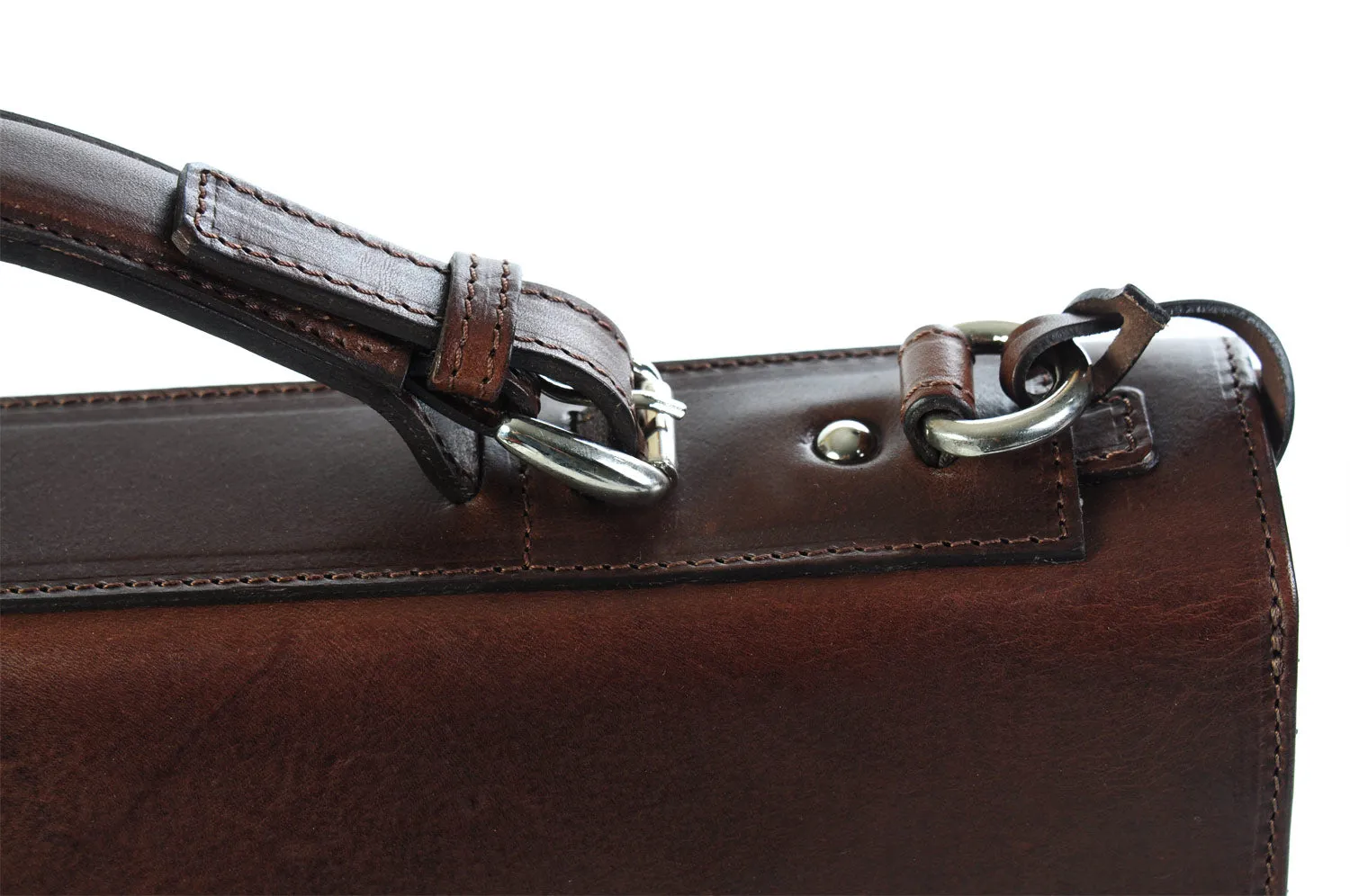 Leather Briefcase - The Arrezo - Walnut Brown