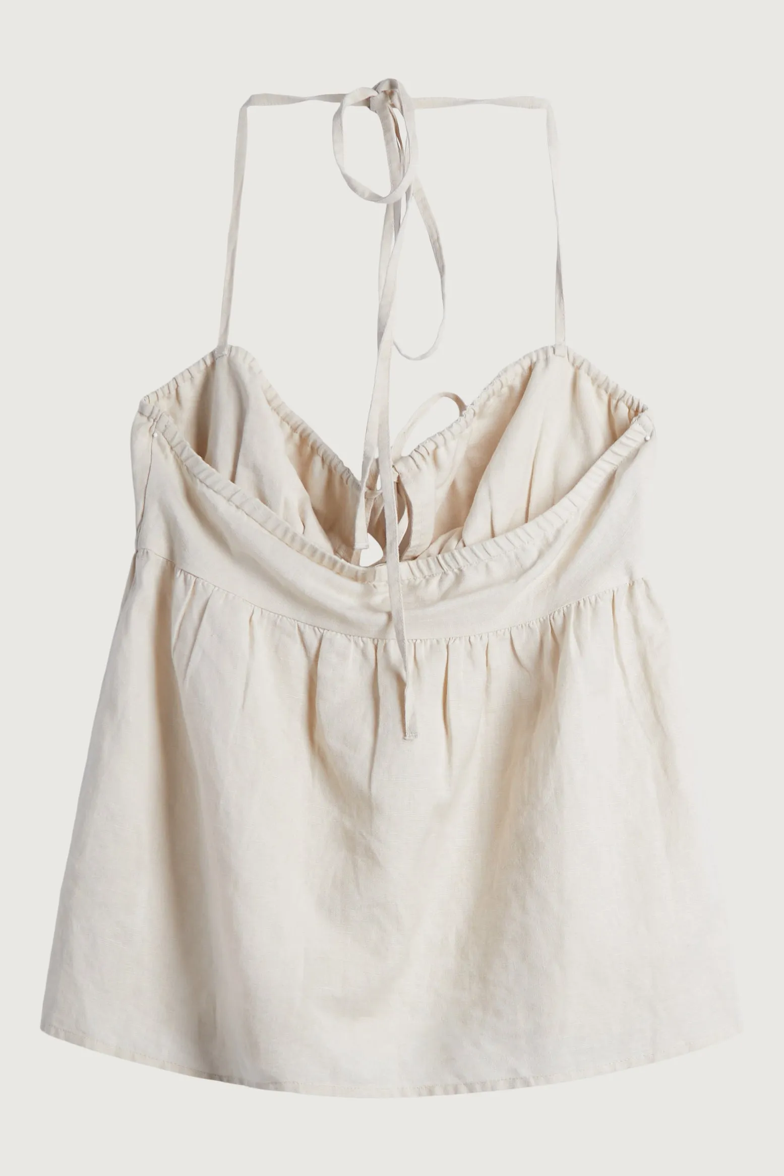 LINEN BLEND TIE FRONT TANK