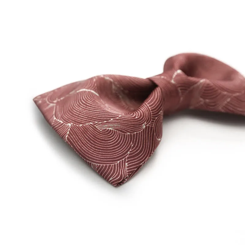 Men's Graceful Red Wave Floral Printed Bow Tie