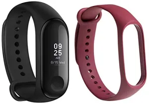 Mi Band 3 (Black)   Additional Strap (Red)