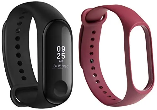 Mi Band 3 (Black)   Additional Strap (Red)