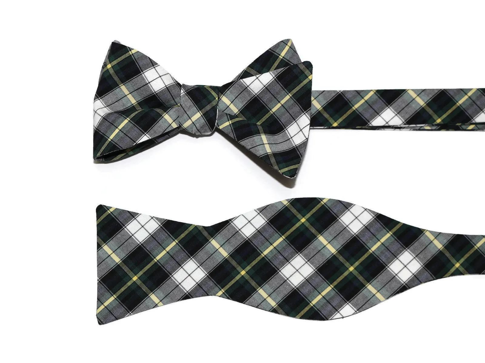 Navy & Green Tartan Plaid Bow Tie