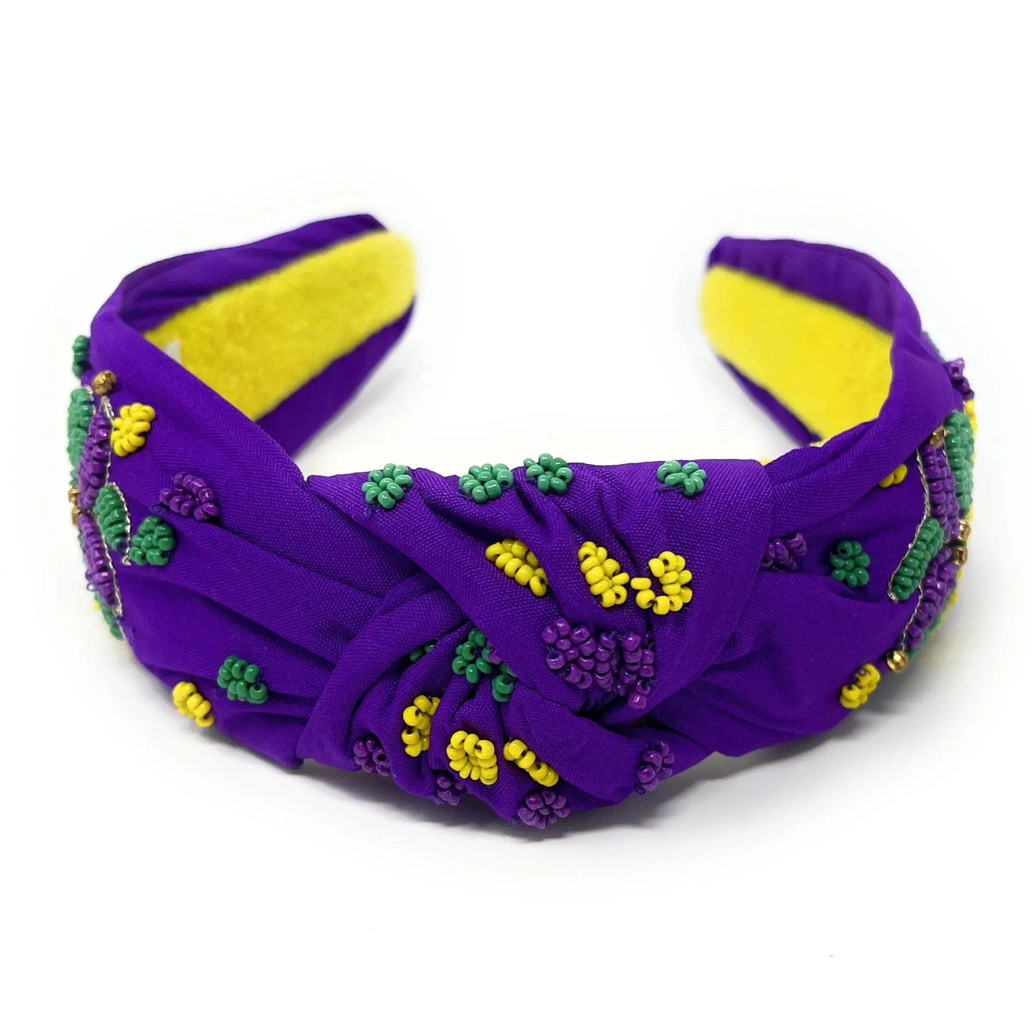 New! Hand Beaded Mardi Gras Masks Knot Headband