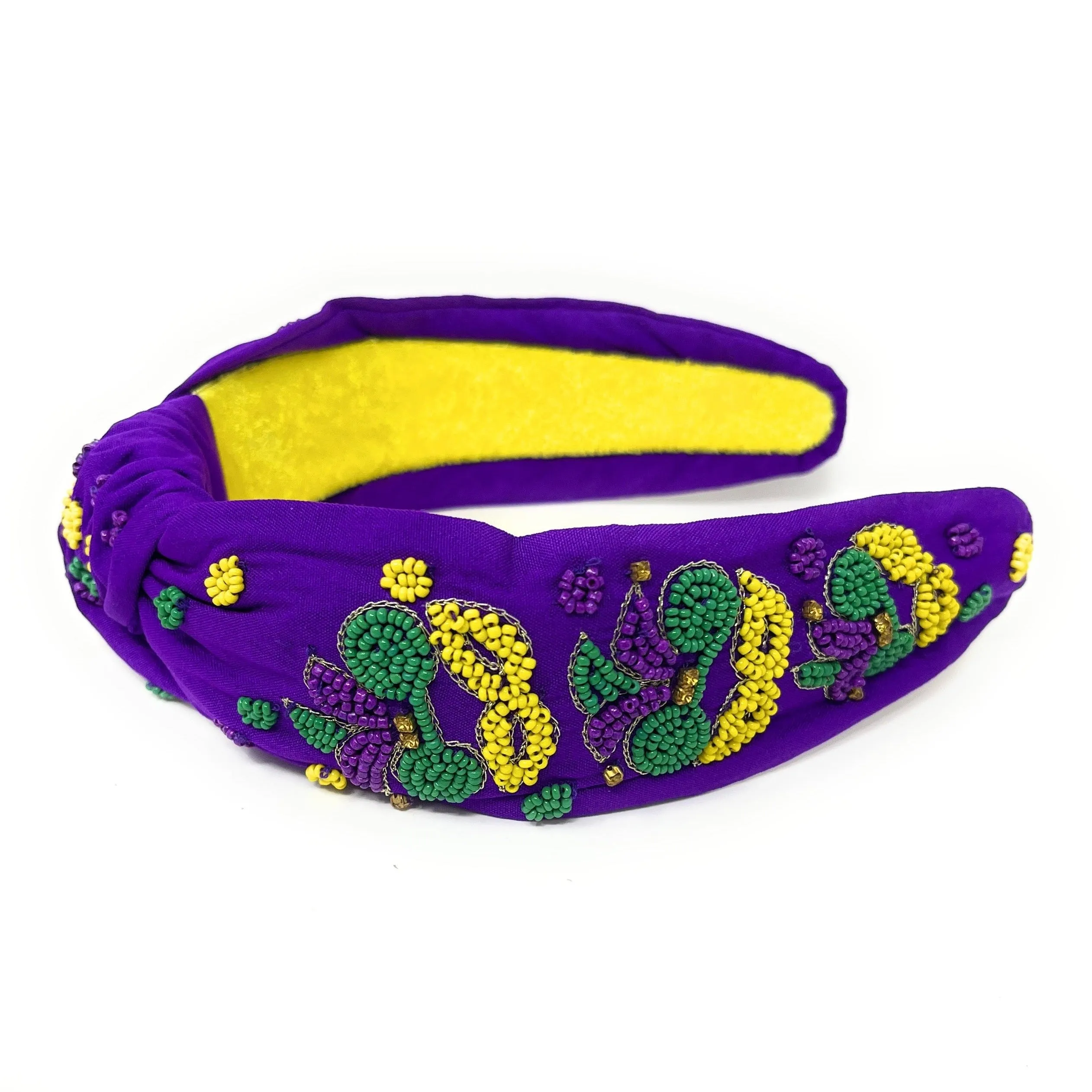 New! Hand Beaded Mardi Gras Masks Knot Headband