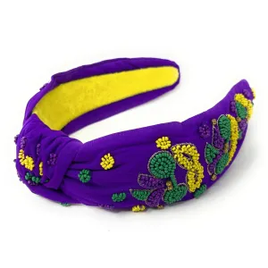 New! Hand Beaded Mardi Gras Masks Knot Headband