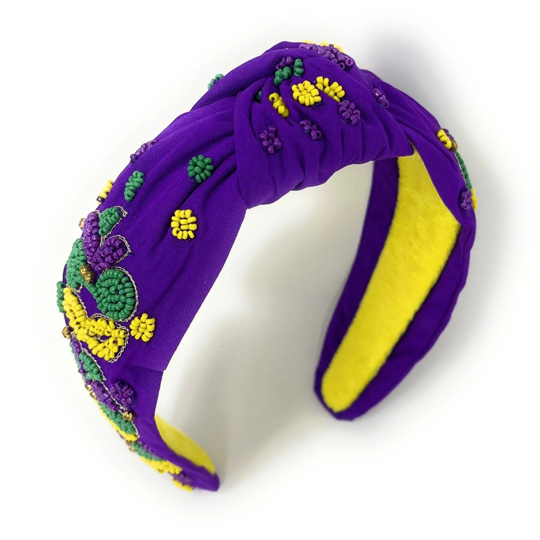 New! Hand Beaded Mardi Gras Masks Knot Headband