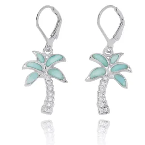 Palm Tree Earrings with Larimar