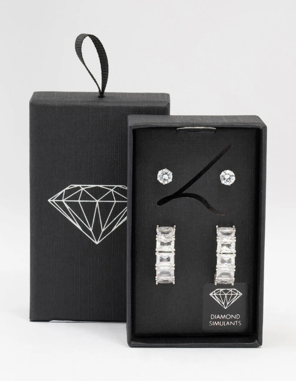 Rhodium Cubic Zirconia Hoop & Earrings Multipack