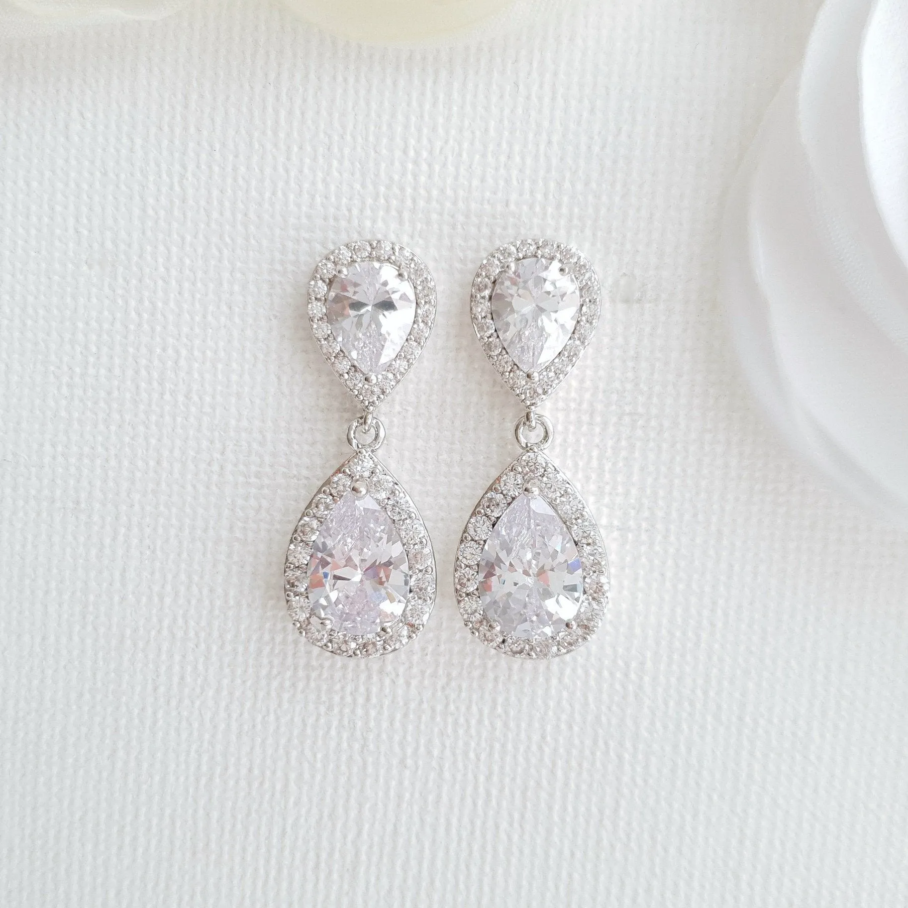 Silver Teardrop Earrings-Emma