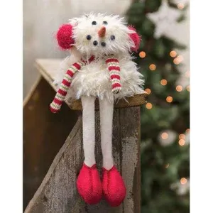 Sitting Furry Snowman w/Long Legs