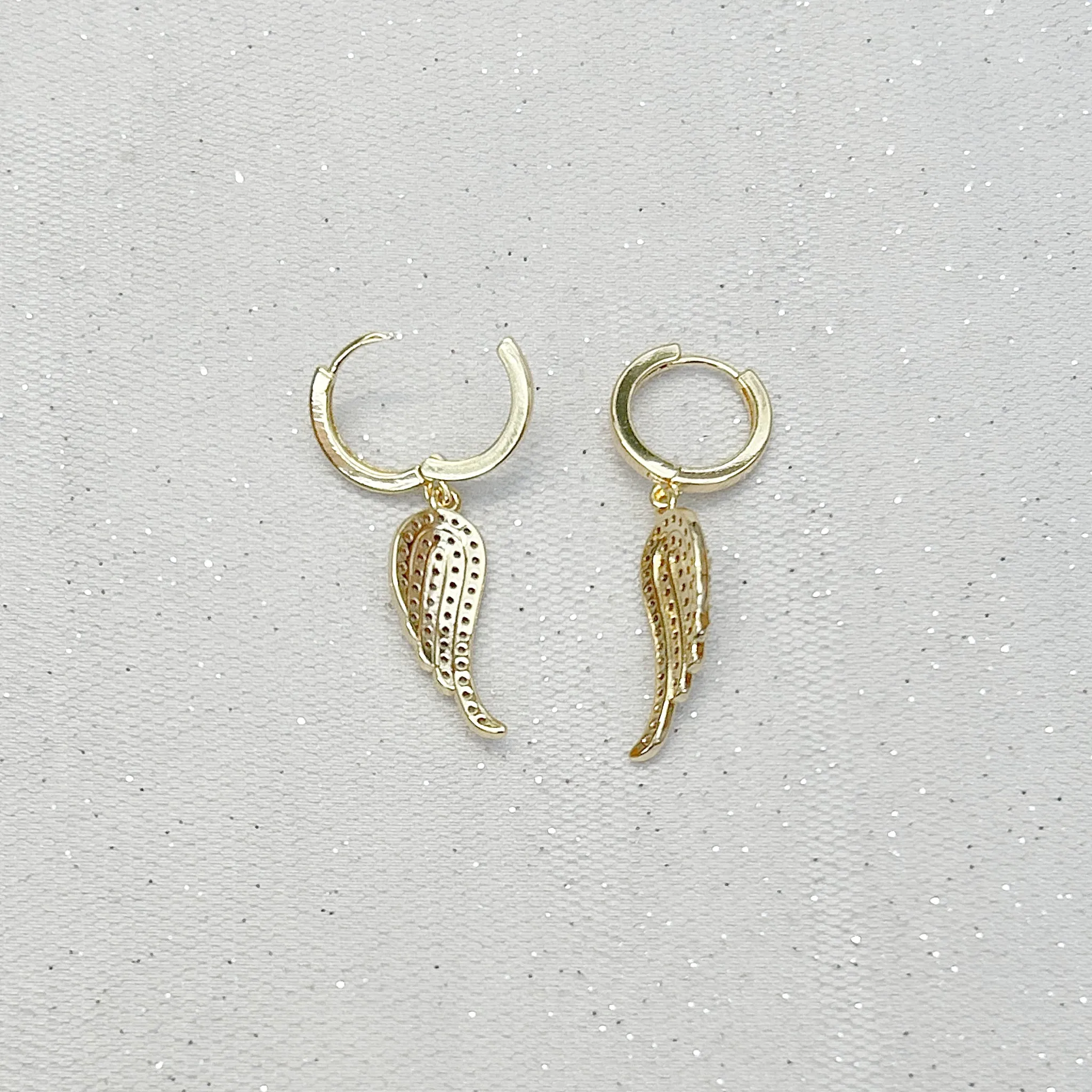 Small Hoop Earrings Angel Wing Earrings Gold