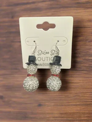 Sparkly Snowman Earrings