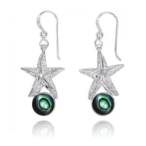 Starfish Earrings with Round Abalone Shell - Miami