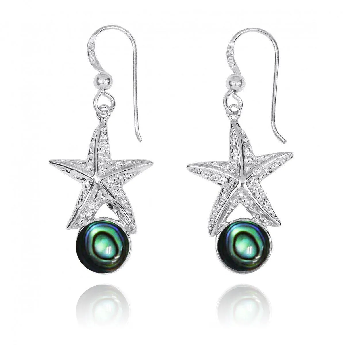 Starfish Earrings with Round Abalone Shell - Miami