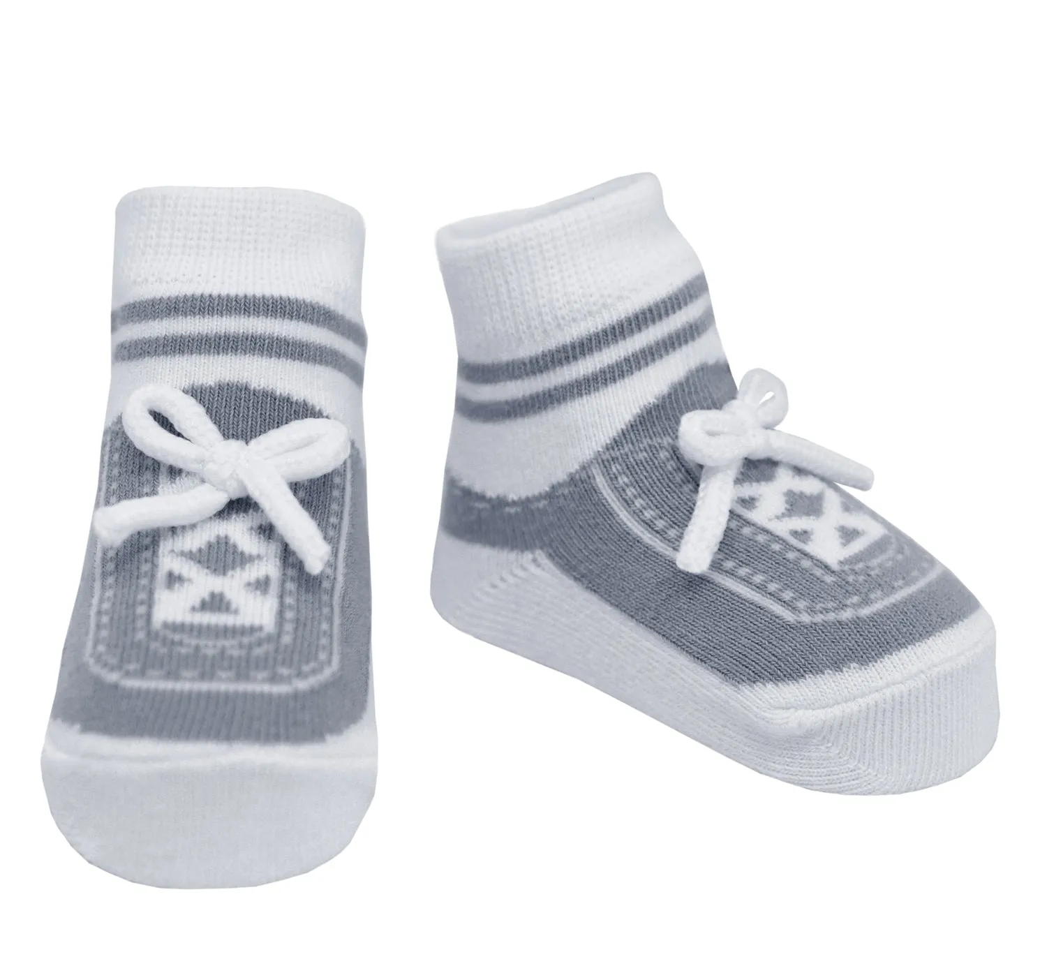 STEPPING OUT shoe-design socks. With faux shoelaces and anti-slip soles. 6 pairs. 12-24 months