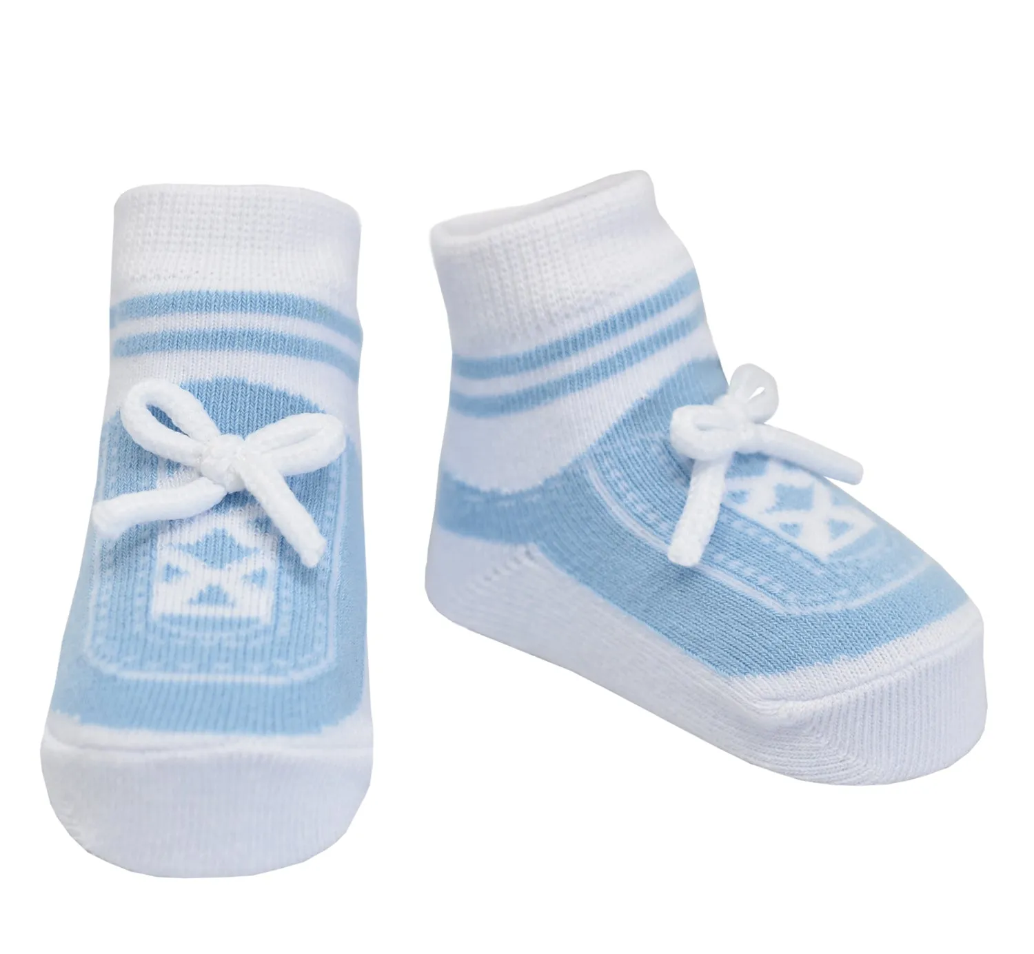 STEPPING OUT shoe-design socks. With faux shoelaces and anti-slip soles. 6 pairs. 12-24 months