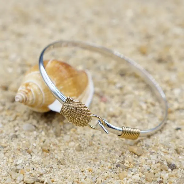 Sterling Silver Bangle with 18k Gold Scallop Shell