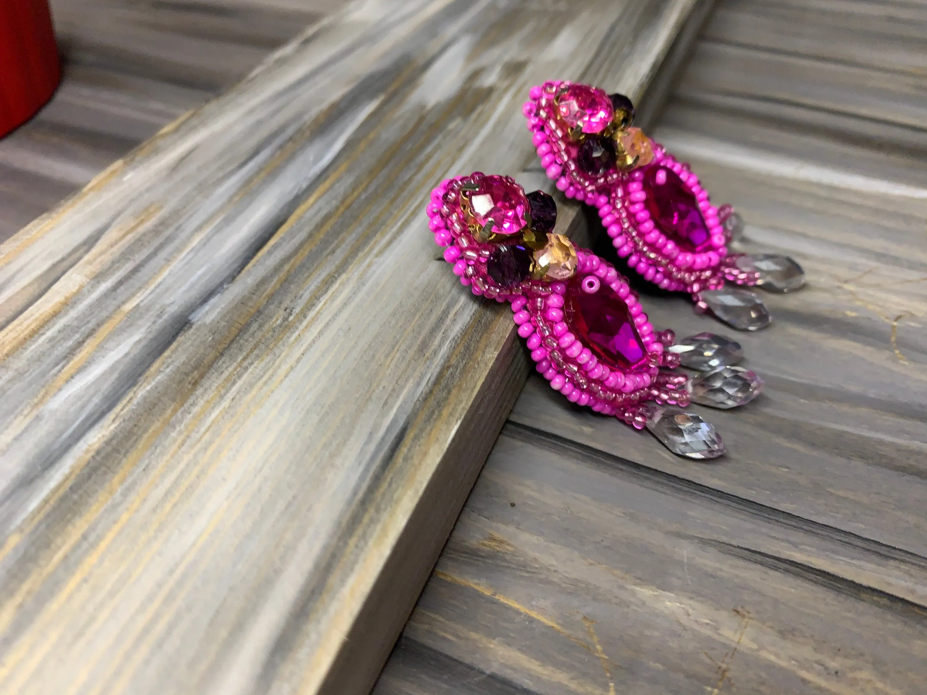 Summer Pink Drop Earrings as a Gift for Her Pink Statement Dangle Earrings