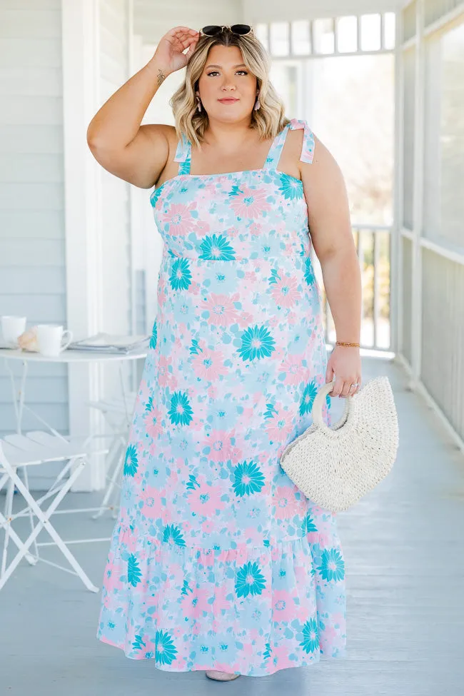 Sunkissed Feeling Teal Floral Maxi Dress FINAL SALE