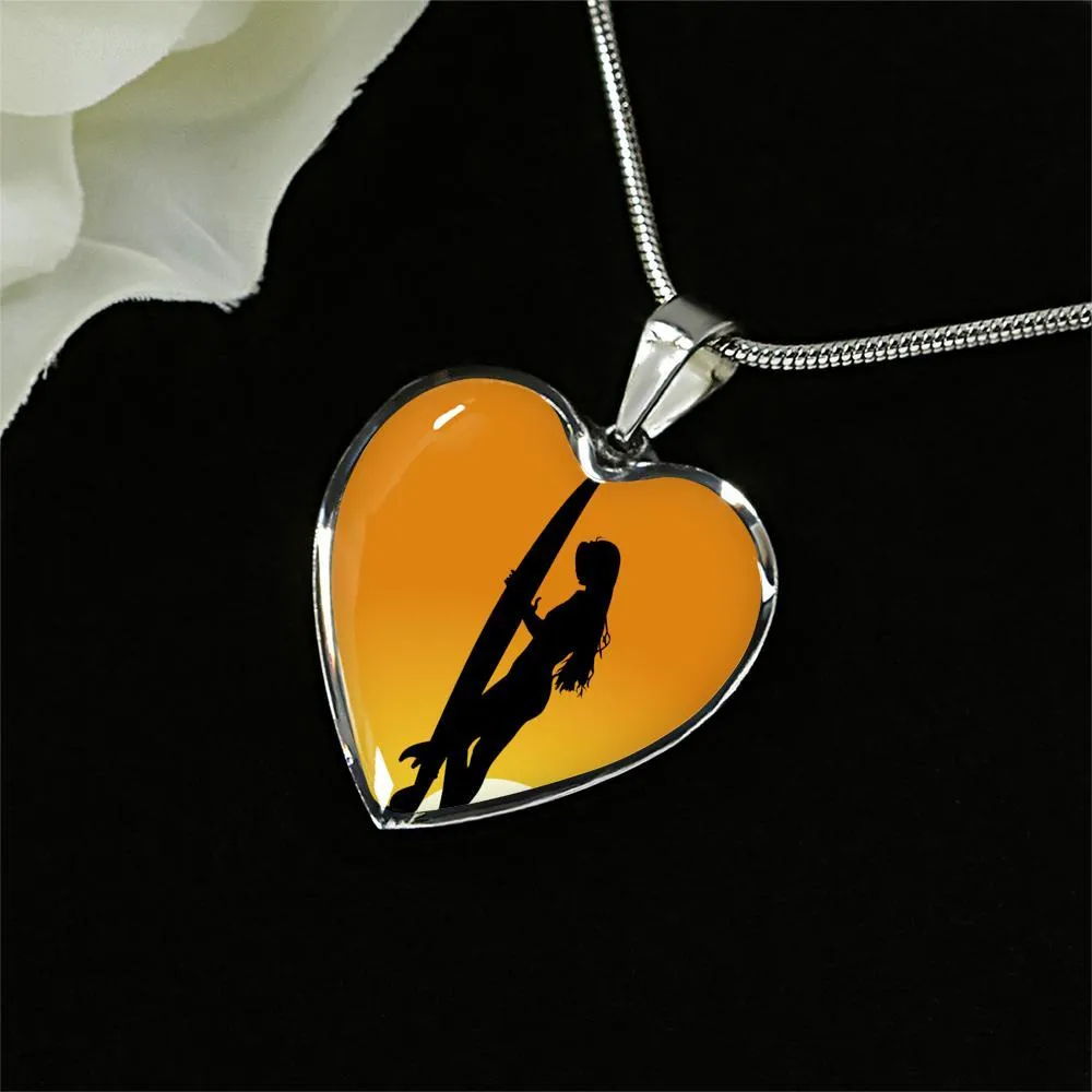 Surfer Girl Heart Necklace