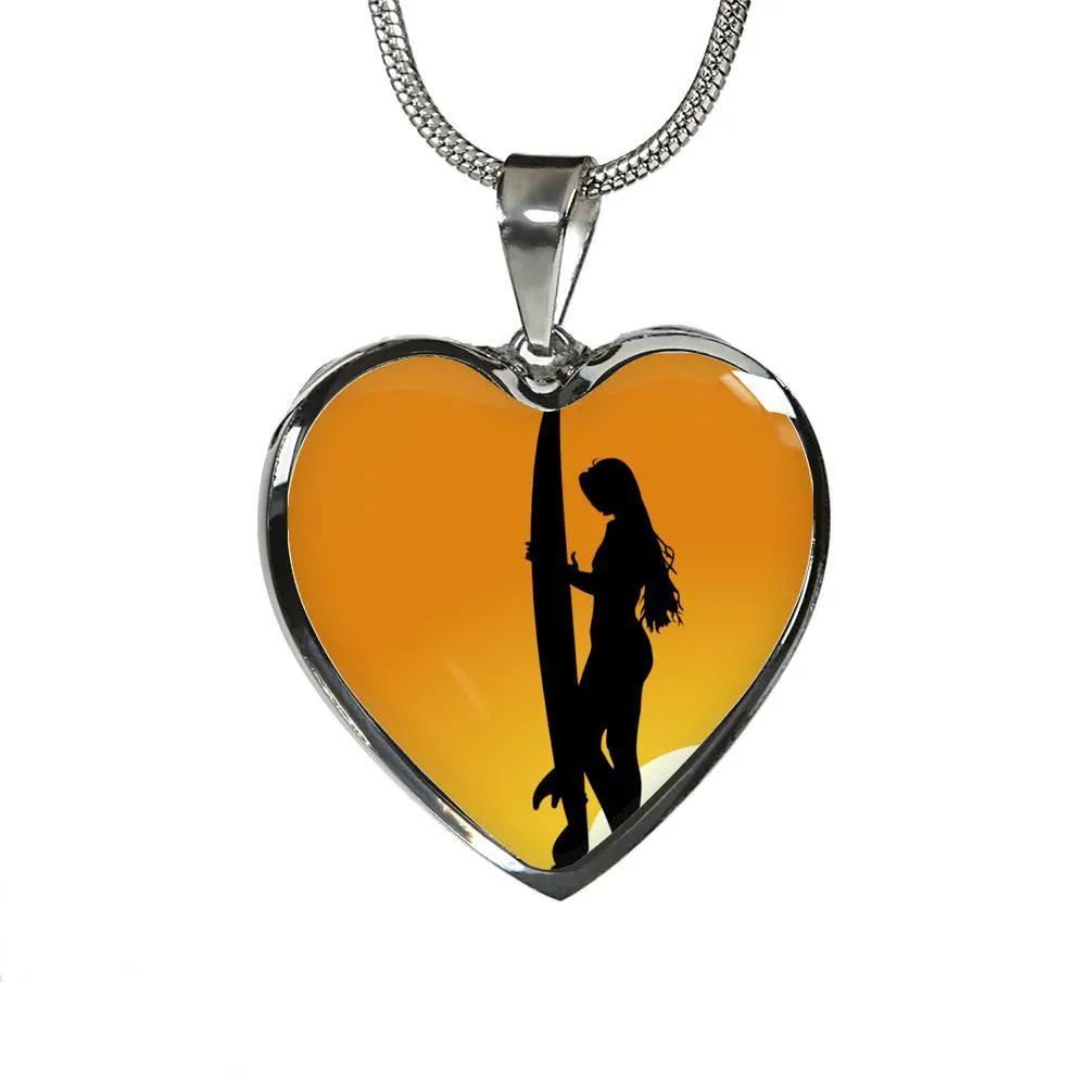 Surfer Girl Heart Necklace