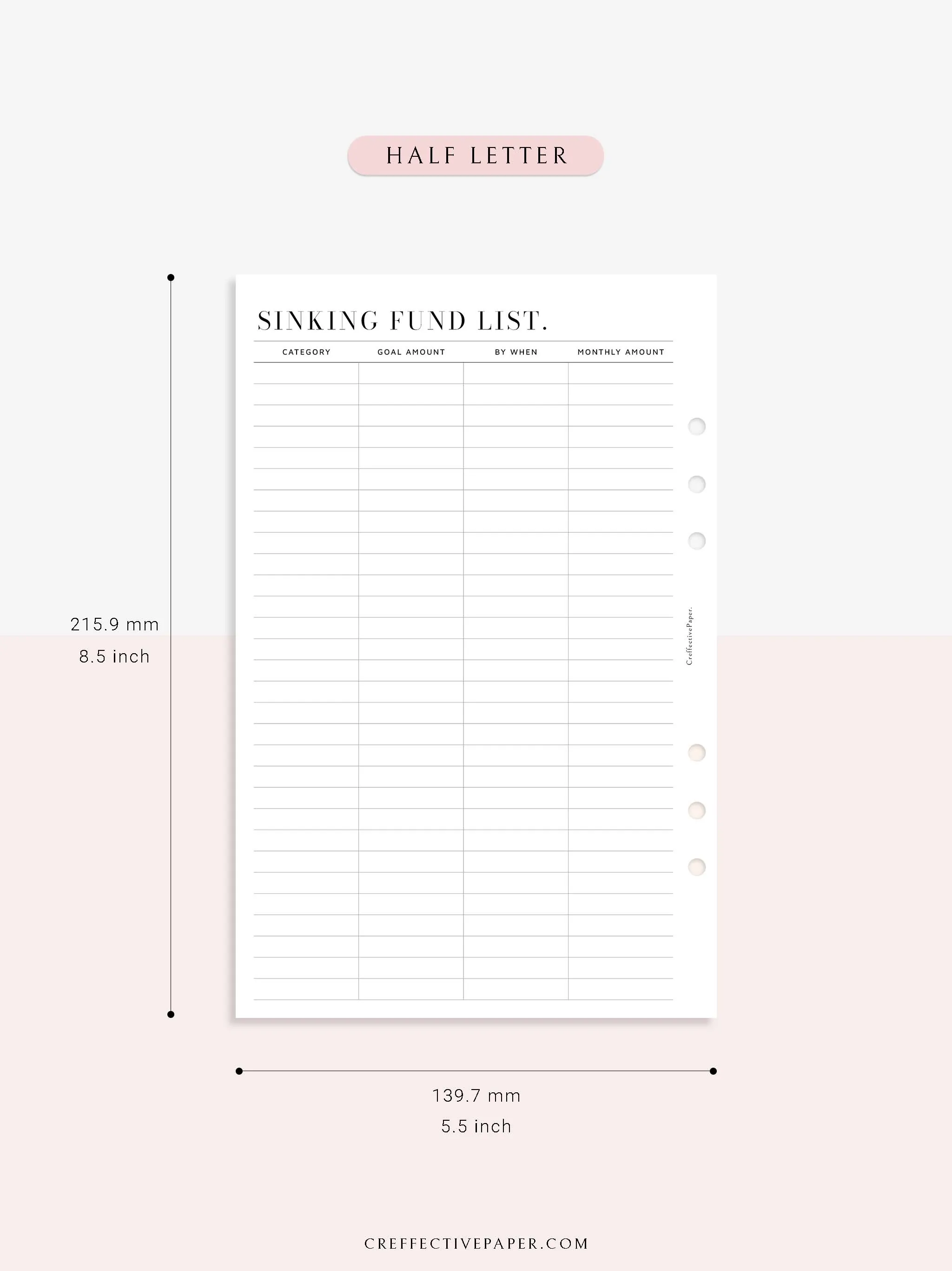 T124 | Sinking Fund Categories, Lists, Tracker Template