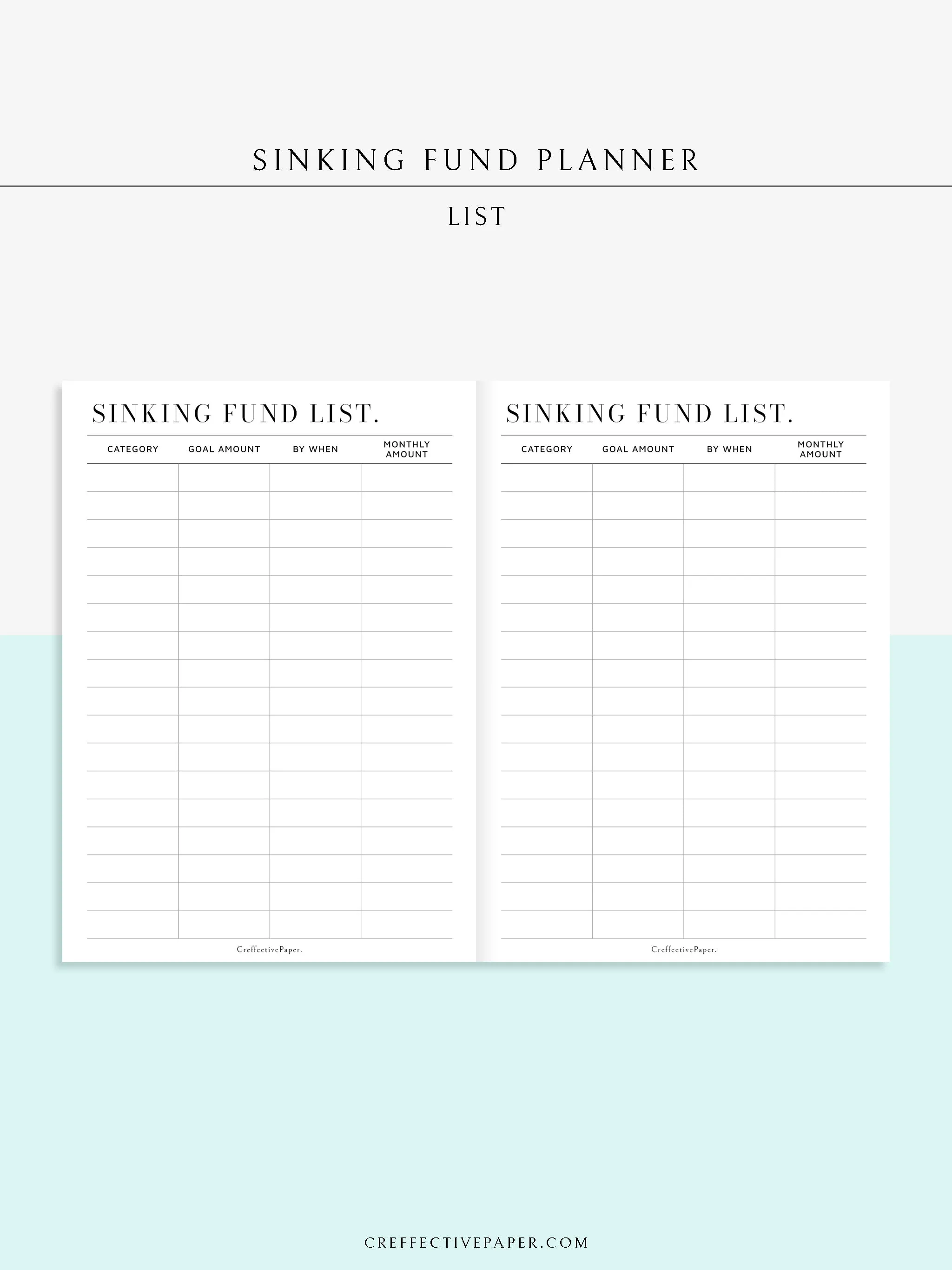 T124 | Sinking Fund Categories, Lists, Tracker Template