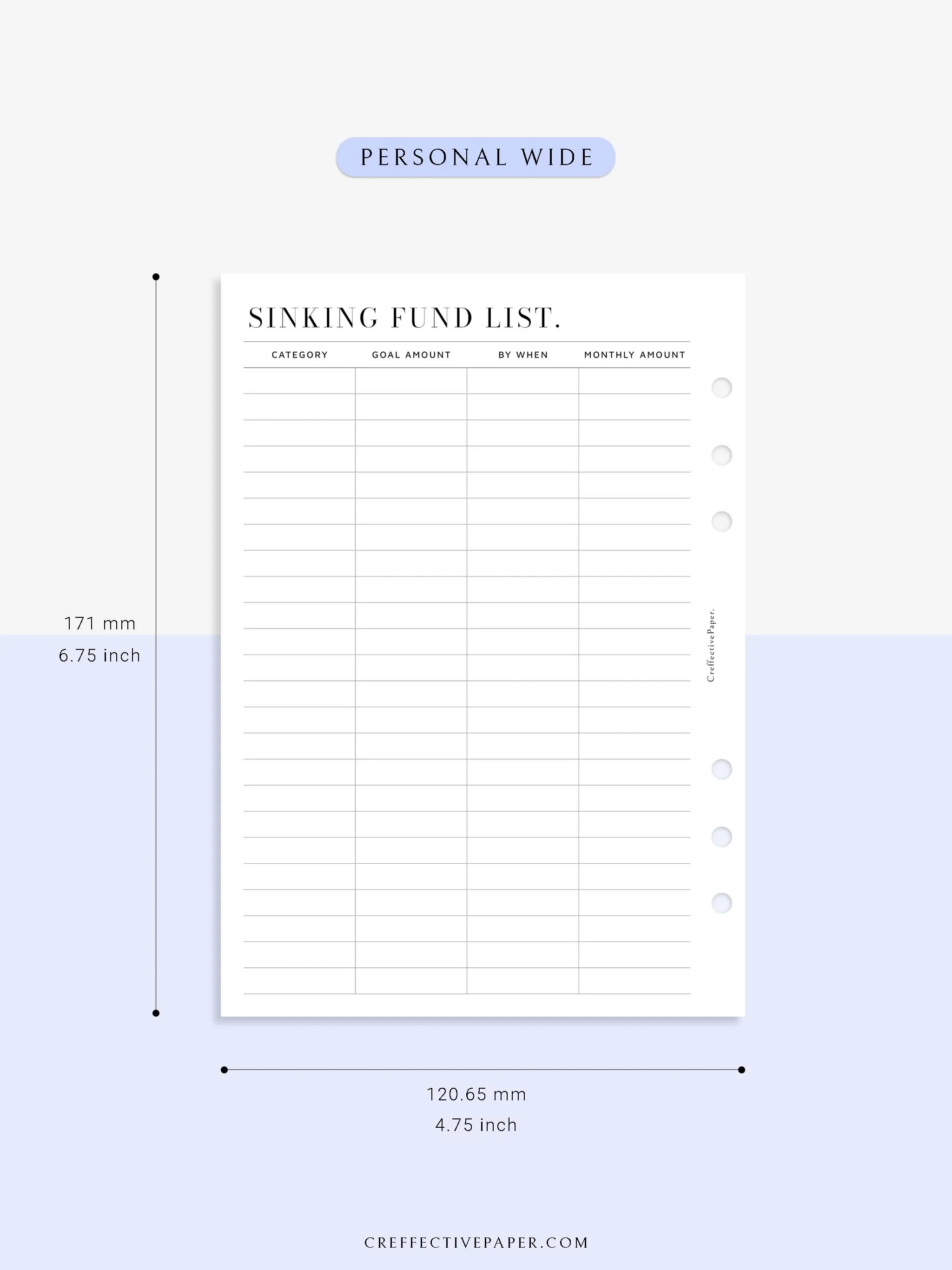 T124 | Sinking Fund Categories, Lists, Tracker Template