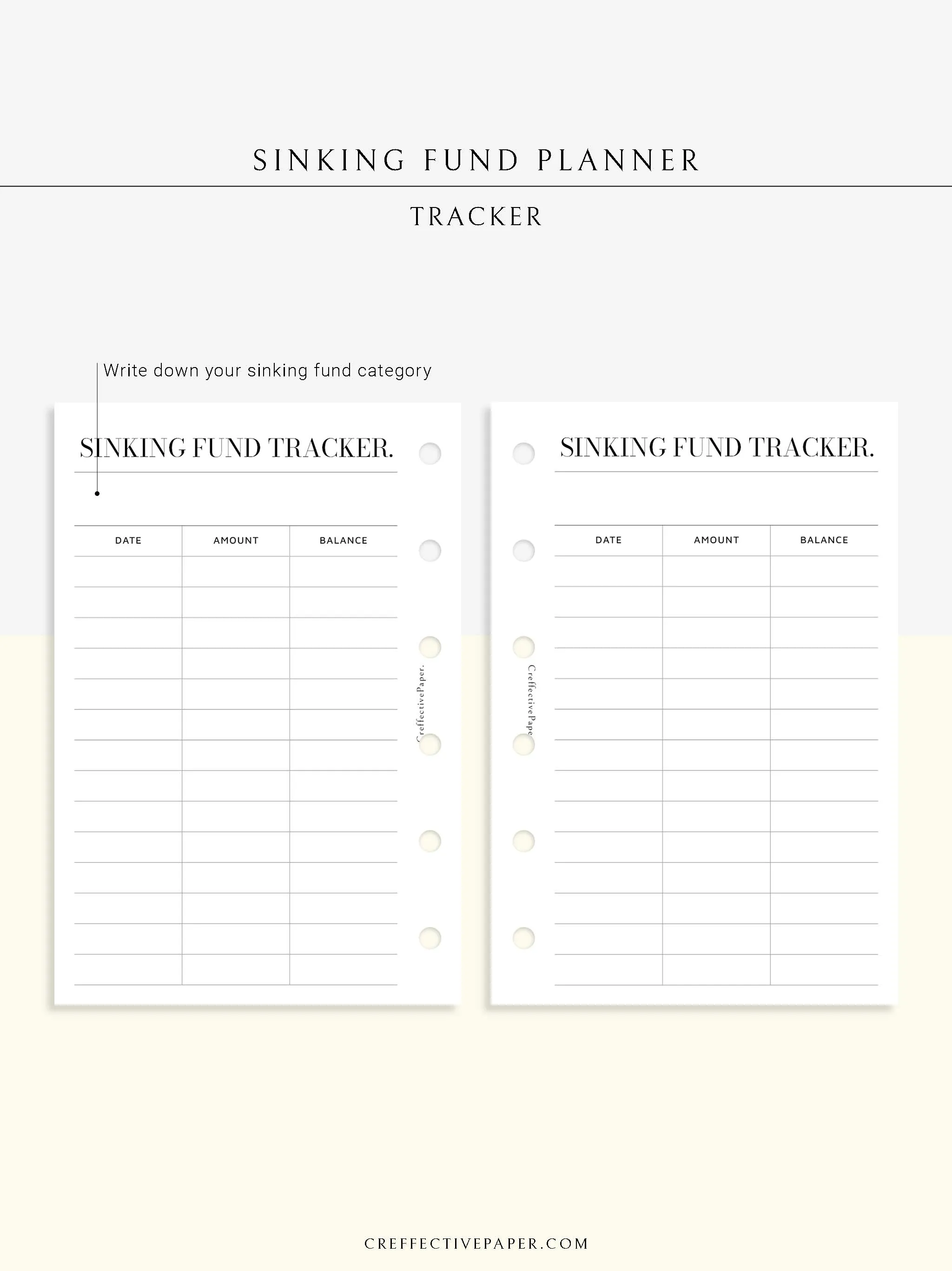 T124 | Sinking Fund Categories, Lists, Tracker Template