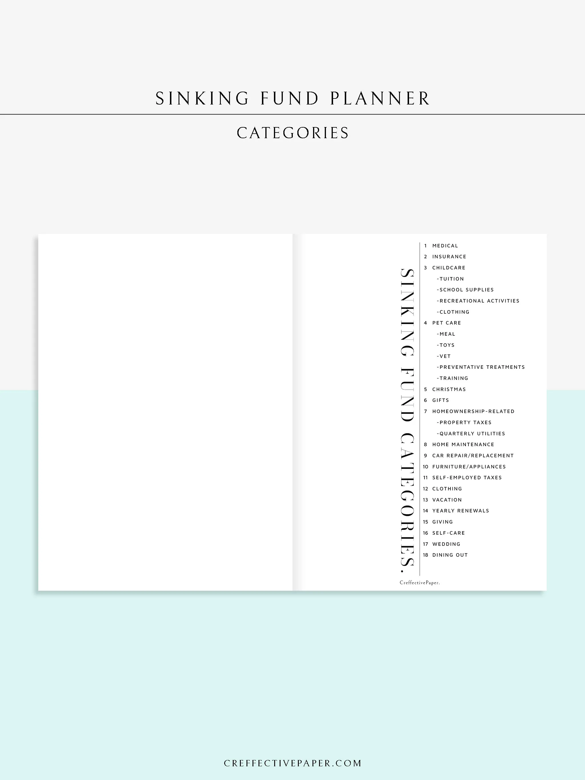 T124 | Sinking Fund Categories, Lists, Tracker Template