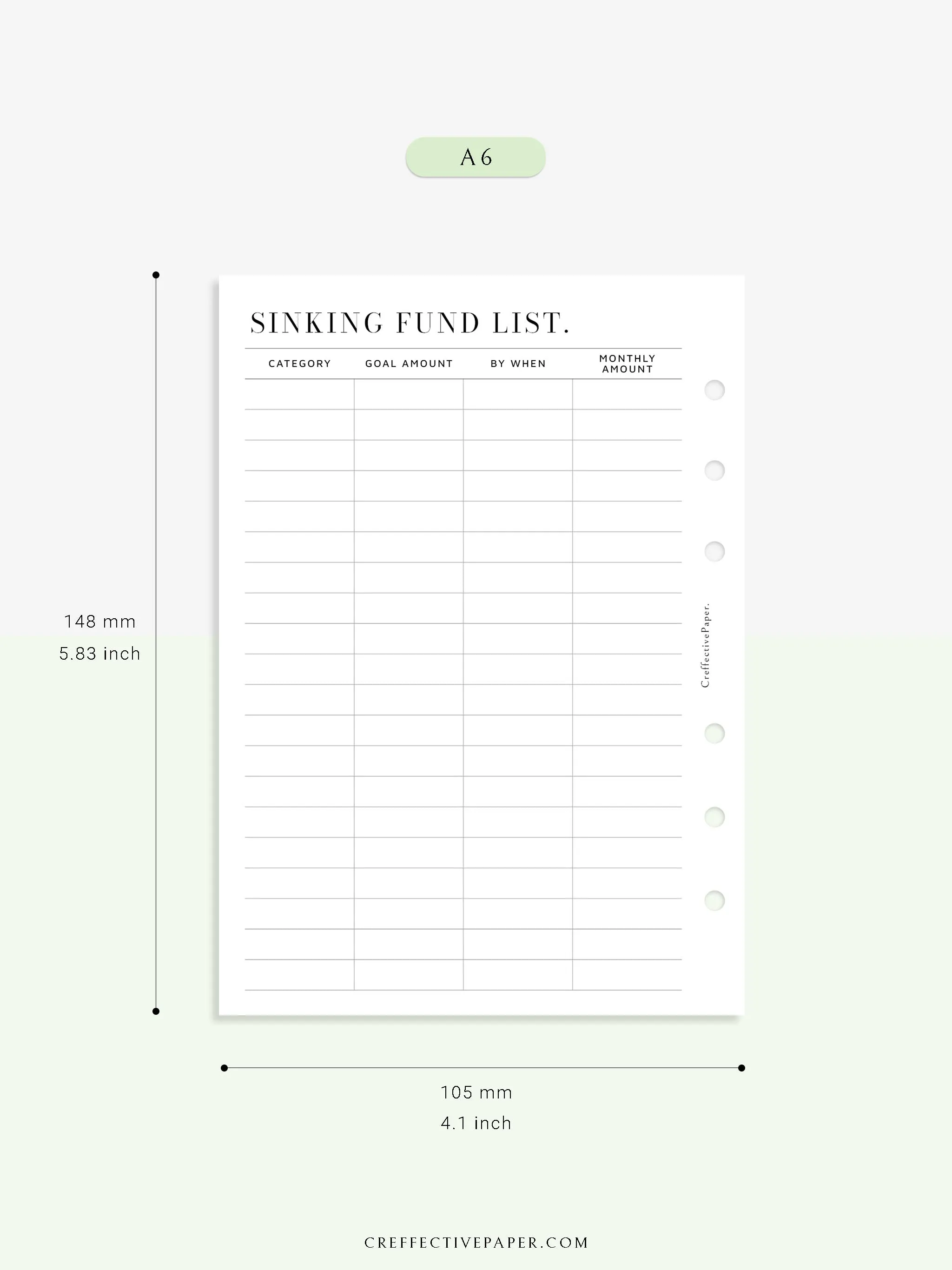 T124 | Sinking Fund Categories, Lists, Tracker Template