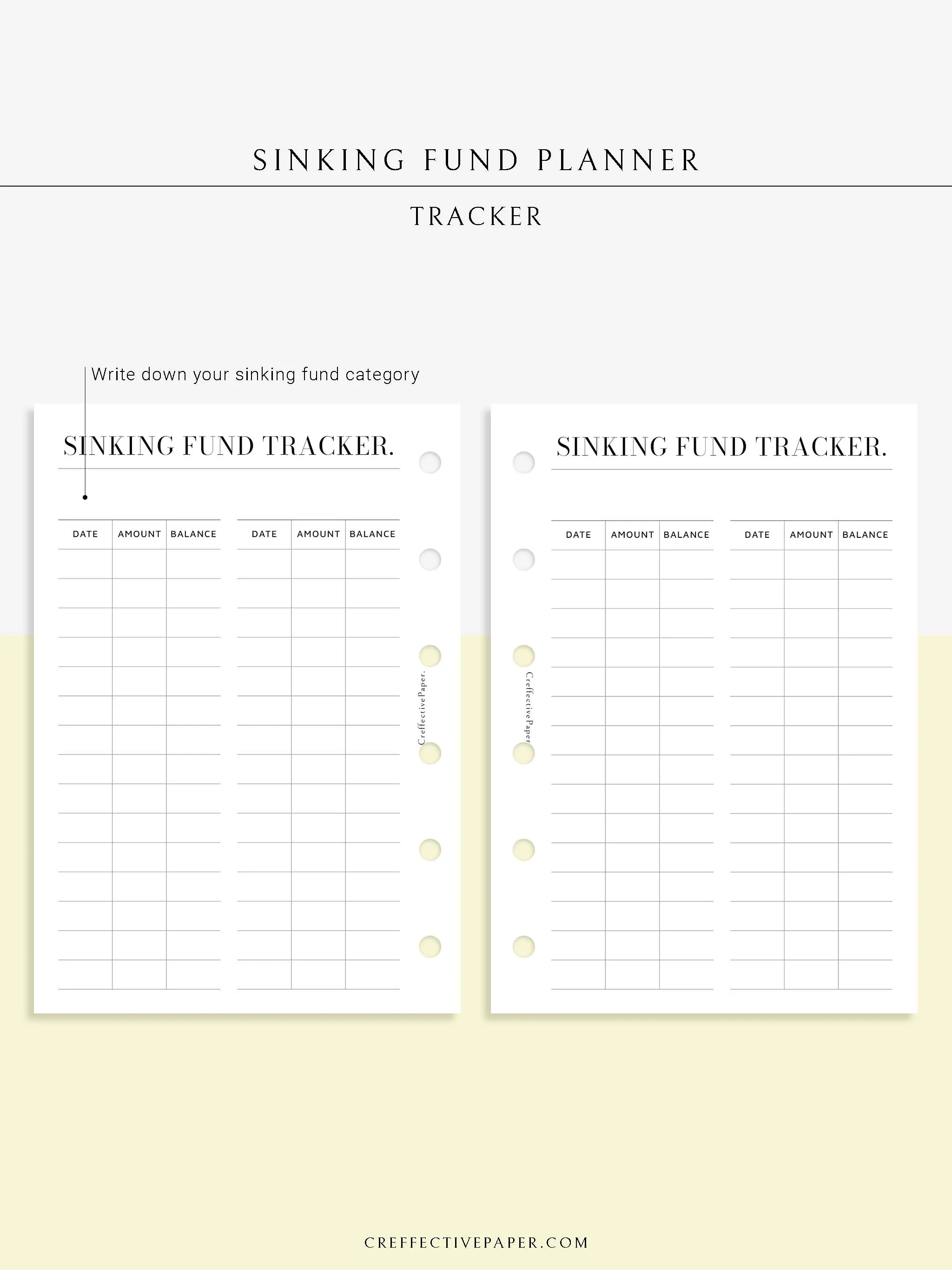 T124 | Sinking Fund Categories, Lists, Tracker Template