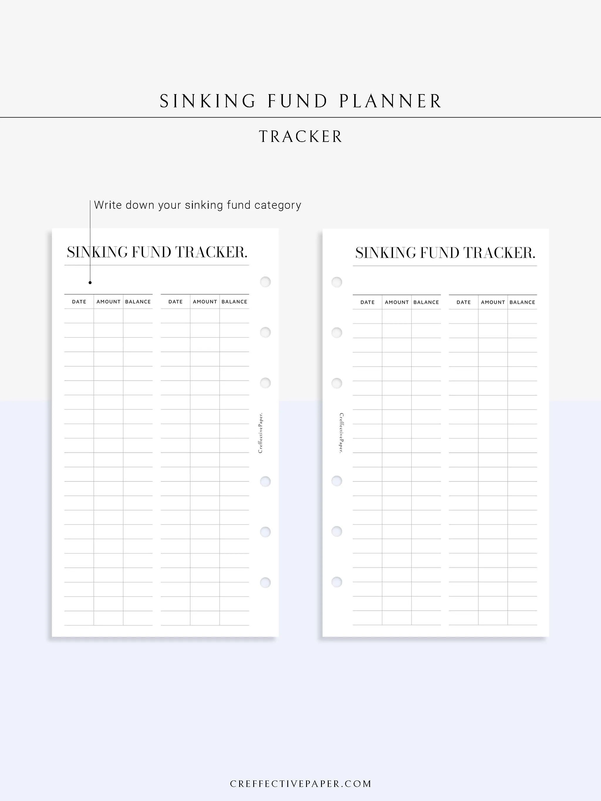 T124 | Sinking Fund Categories, Lists, Tracker Template