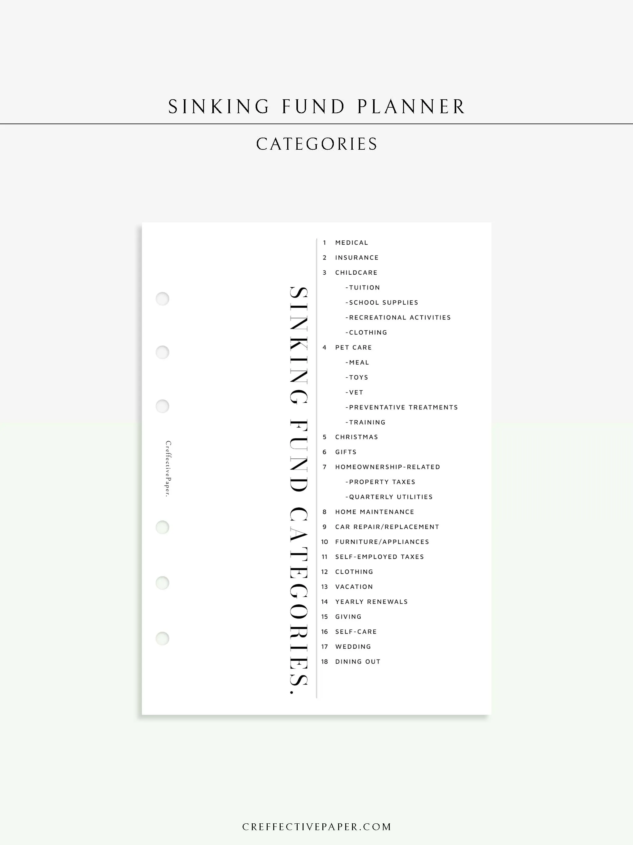 T124 | Sinking Fund Categories, Lists, Tracker Template