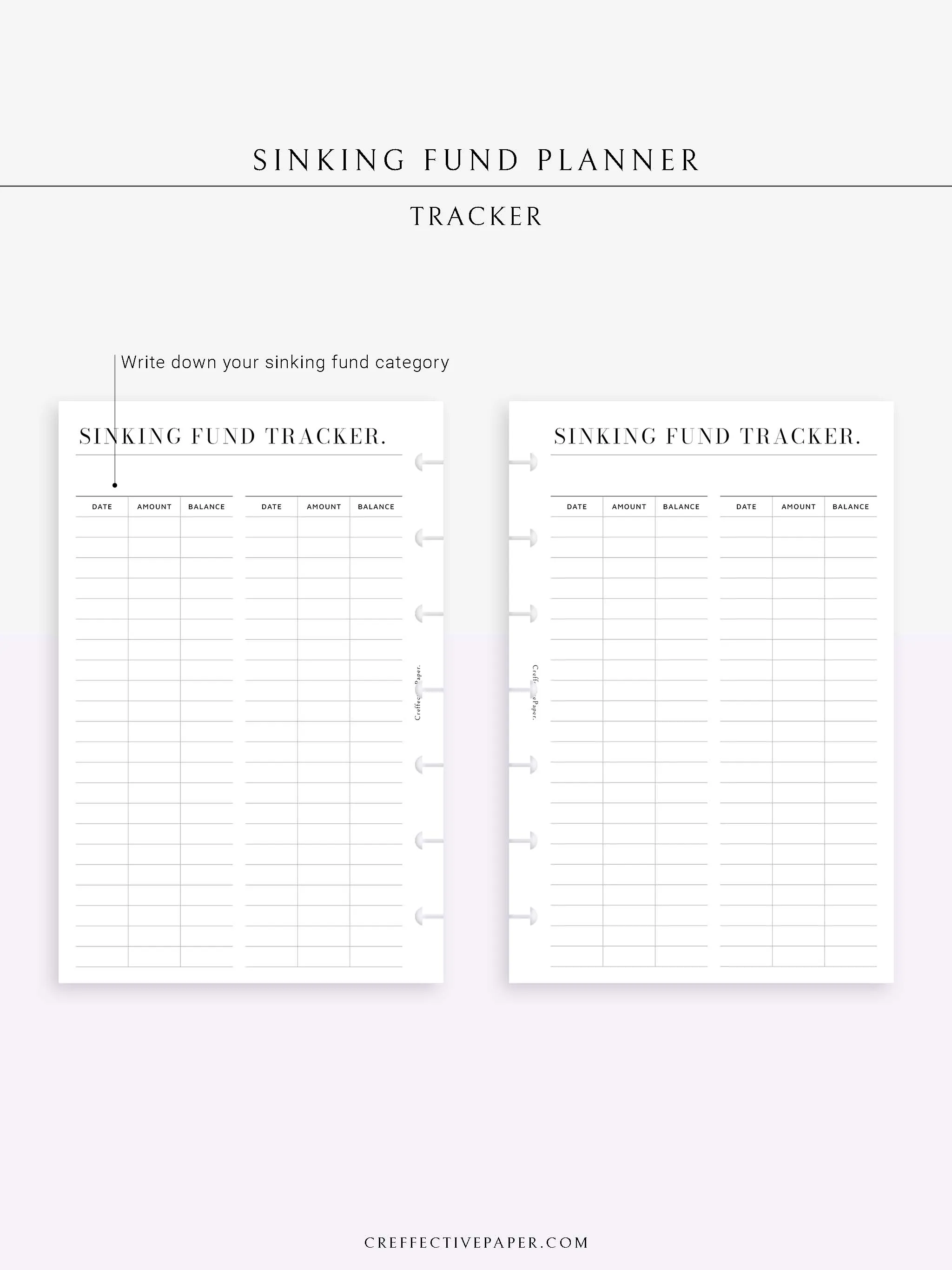 T124 | Sinking Fund Categories, Lists, Tracker Template