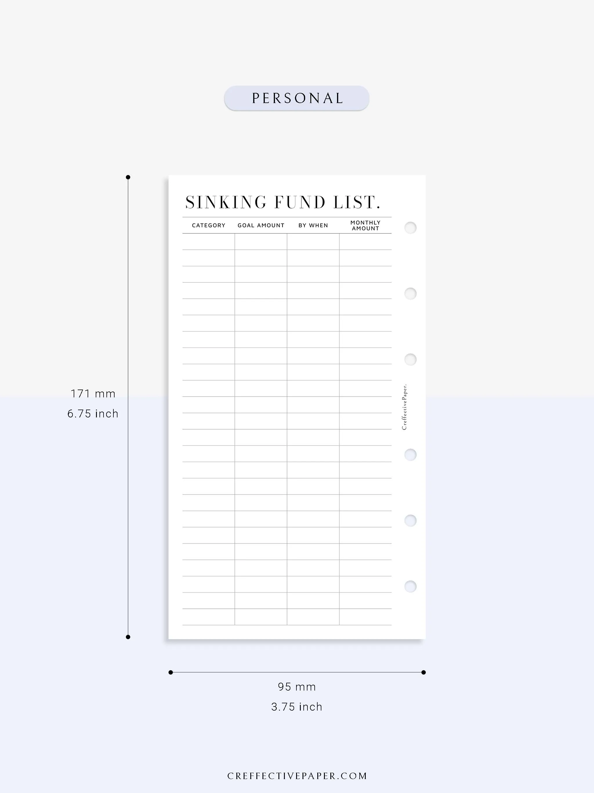 T124 | Sinking Fund Categories, Lists, Tracker Template