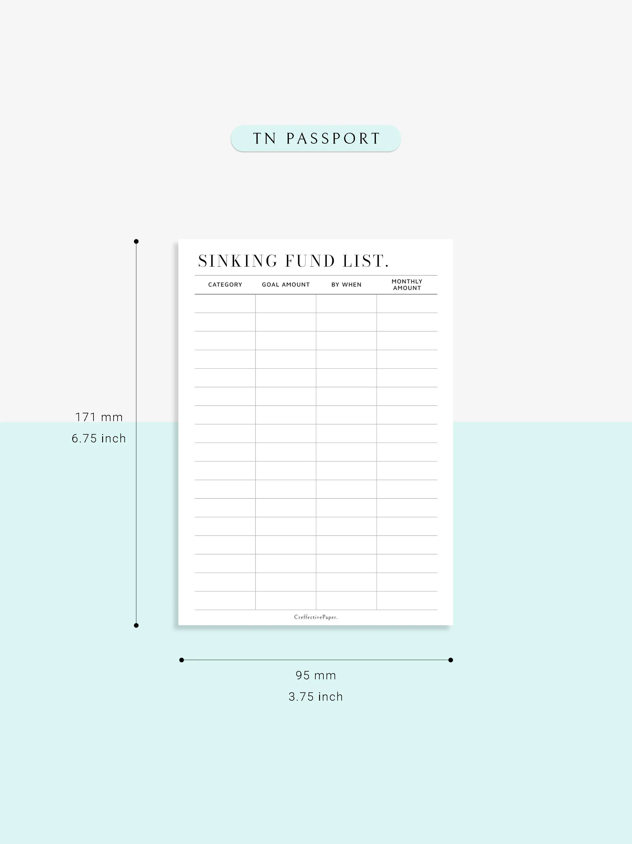 T124 | Sinking Fund Categories, Lists, Tracker Template