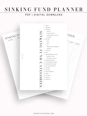 T124 | Sinking Fund Categories, Lists, Tracker Template