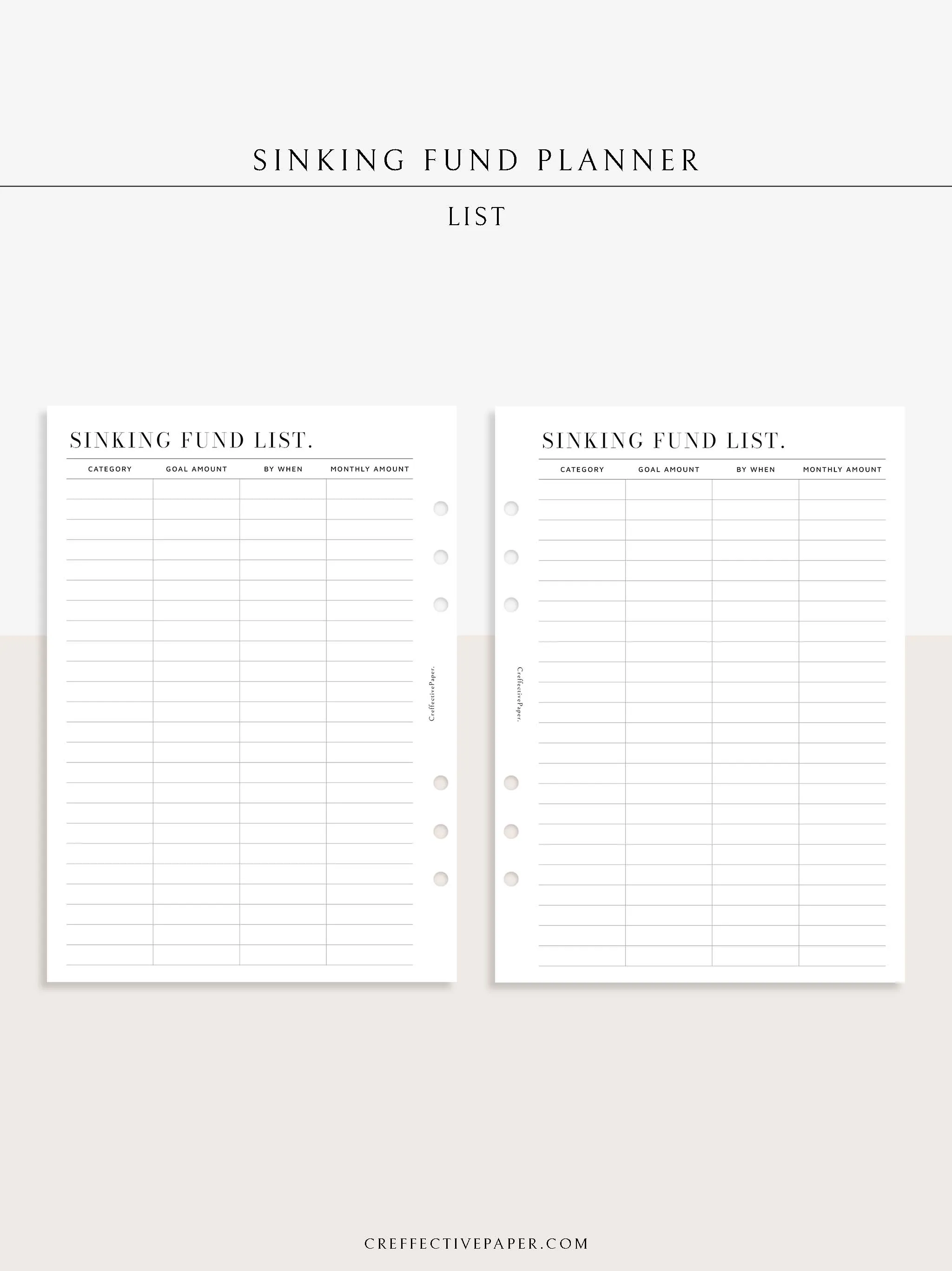 T124 | Sinking Fund Categories, Lists, Tracker Template