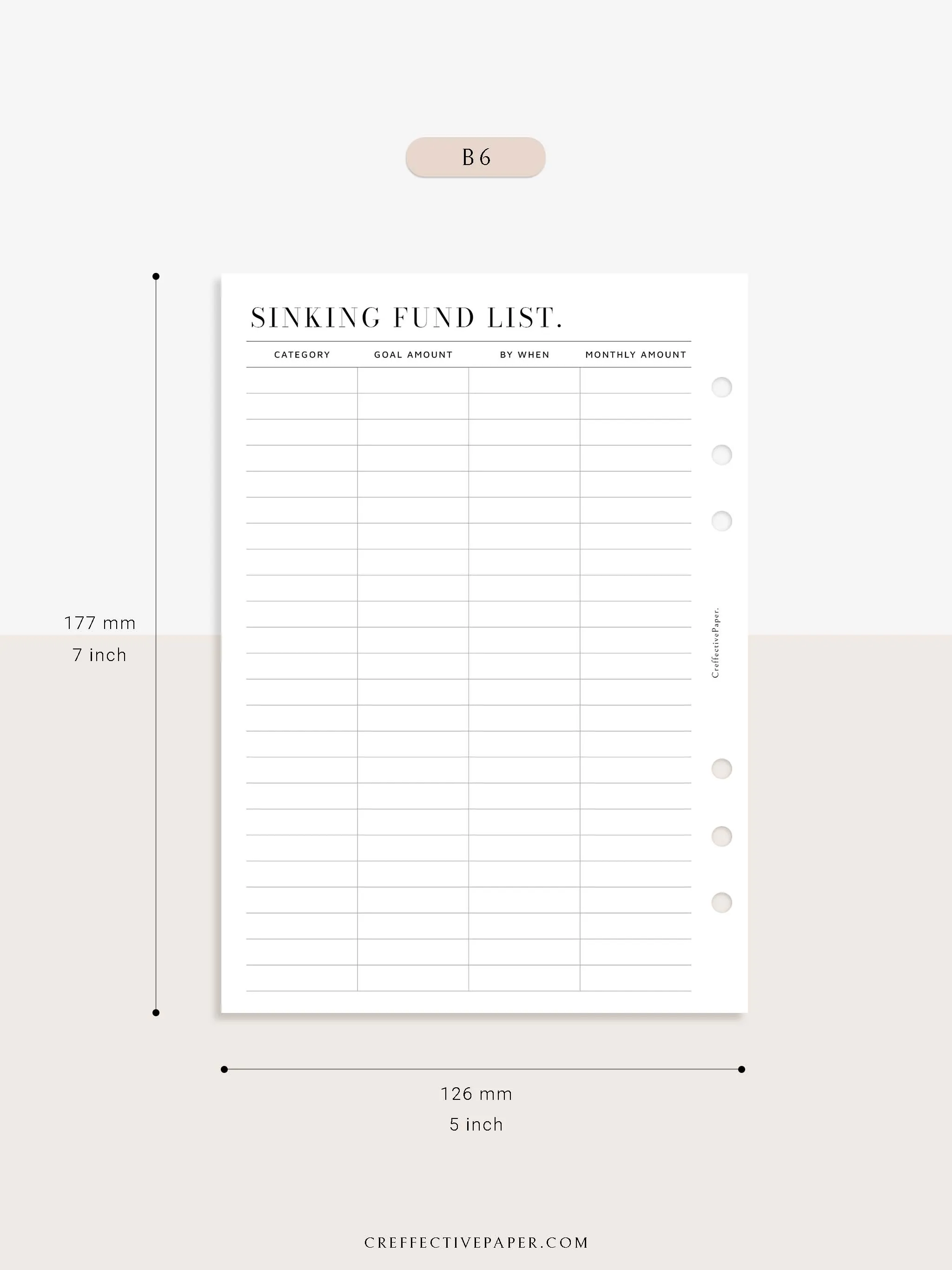 T124 | Sinking Fund Categories, Lists, Tracker Template