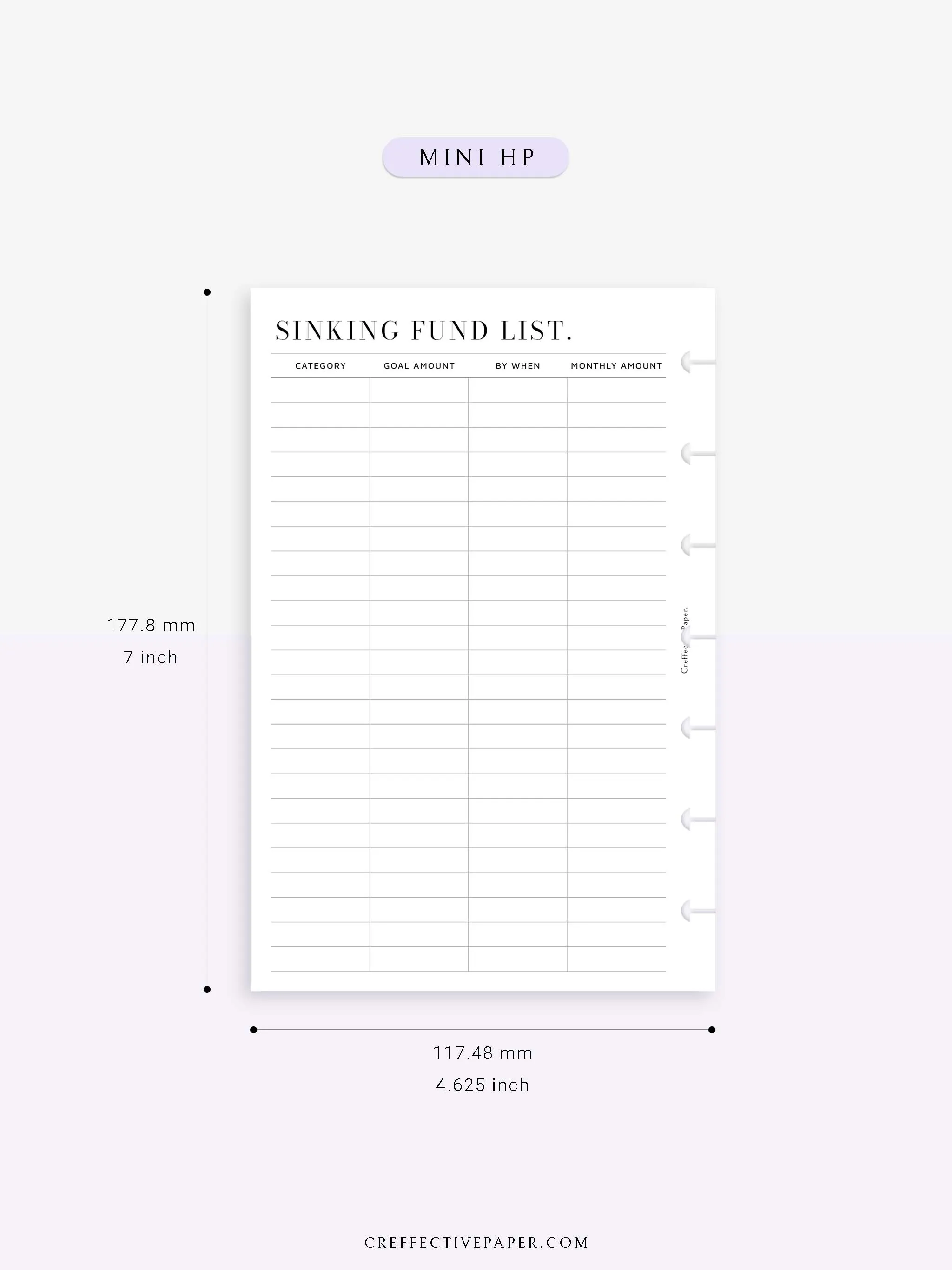 T124 | Sinking Fund Categories, Lists, Tracker Template