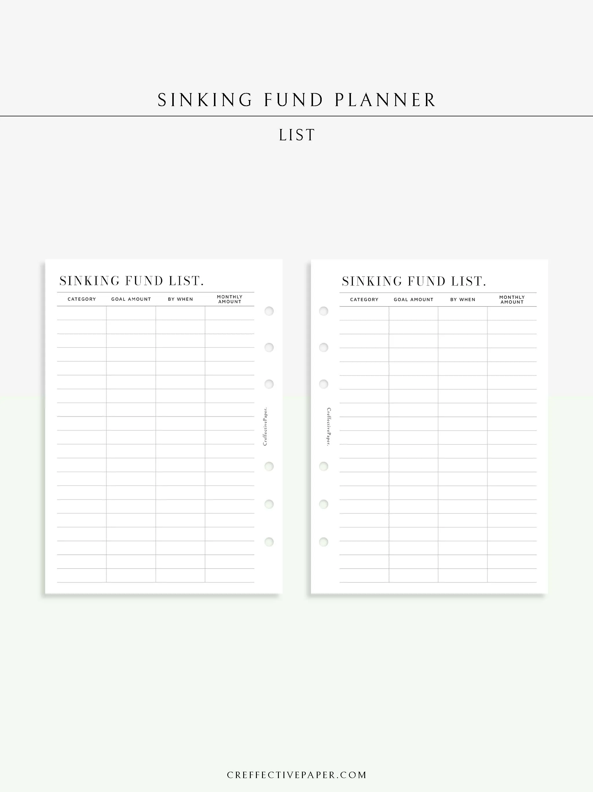 T124 | Sinking Fund Categories, Lists, Tracker Template