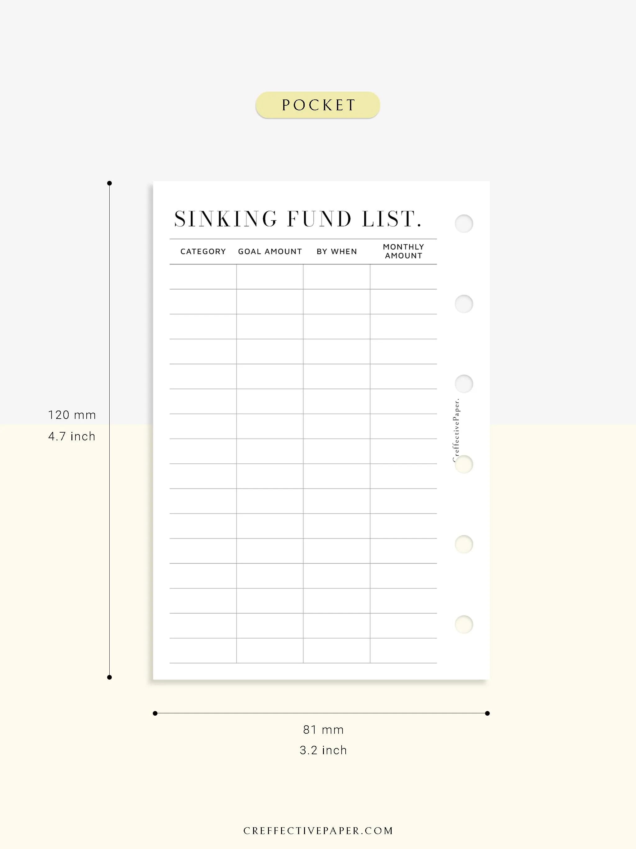 T124 | Sinking Fund Categories, Lists, Tracker Template