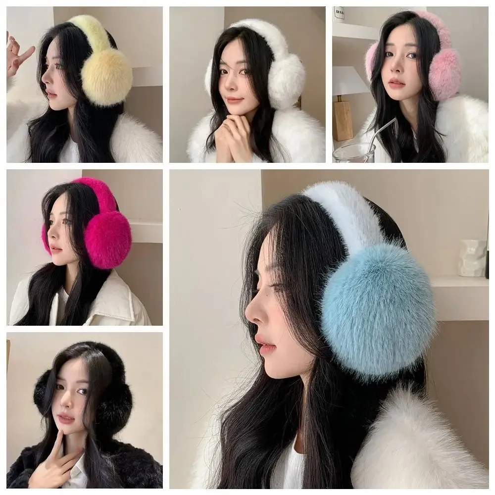 TAVIMART  -  Ear Cap Imitation Fur Plush Earmuffs Folding Solid Color Winter Earmuffs Thicken Windproof Foldable Ear Cover Student