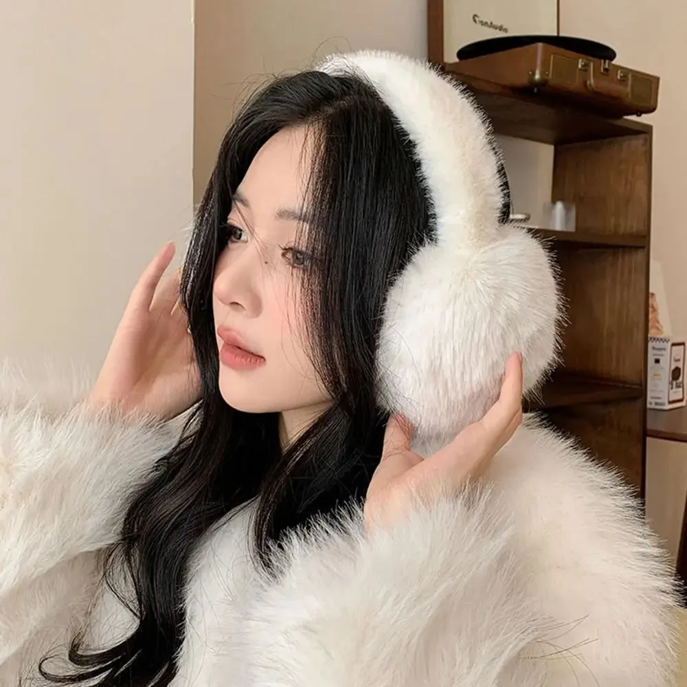 TAVIMART  -  Ear Cap Imitation Fur Plush Earmuffs Folding Solid Color Winter Earmuffs Thicken Windproof Foldable Ear Cover Student