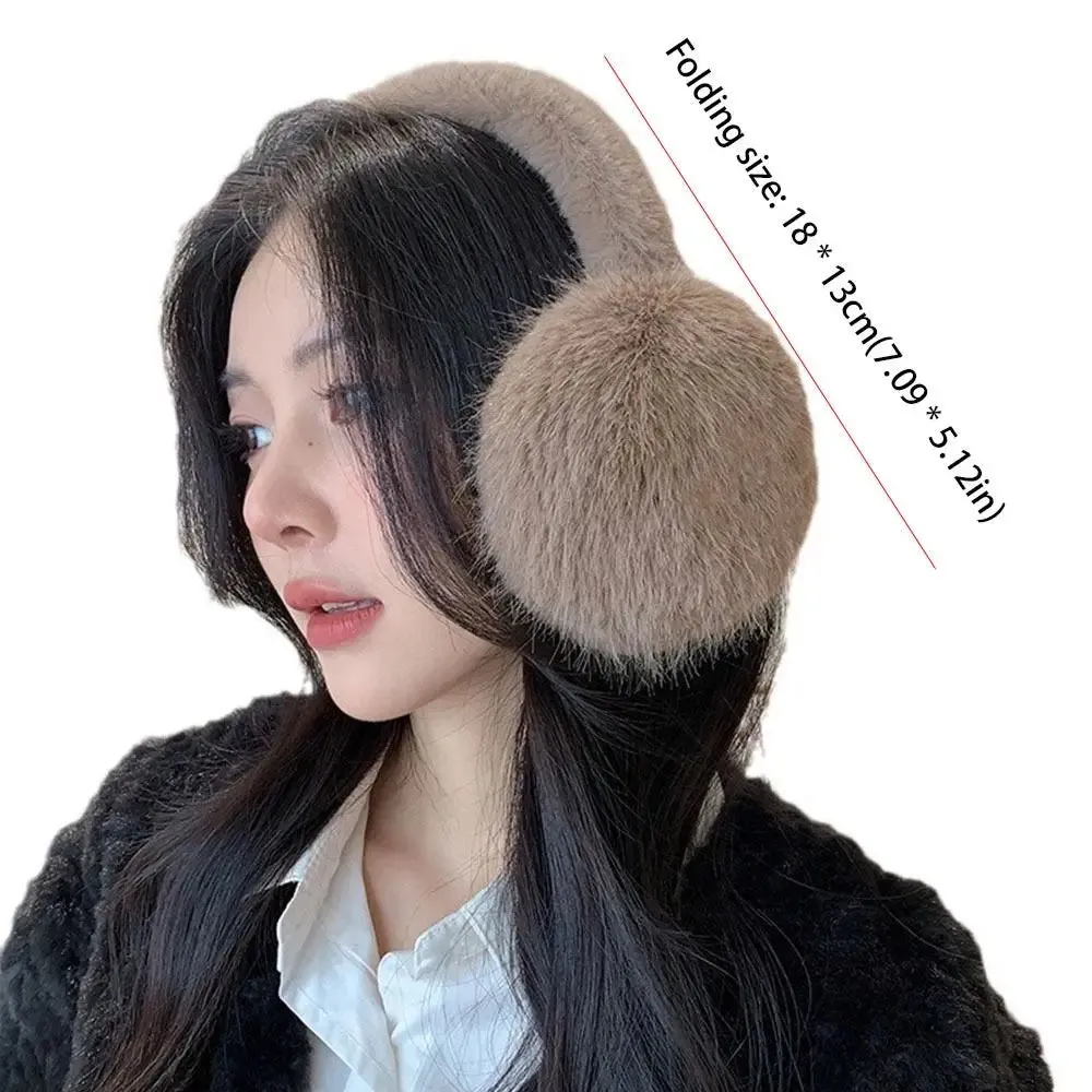 TAVIMART  -  Ear Cap Imitation Fur Plush Earmuffs Folding Solid Color Winter Earmuffs Thicken Windproof Foldable Ear Cover Student