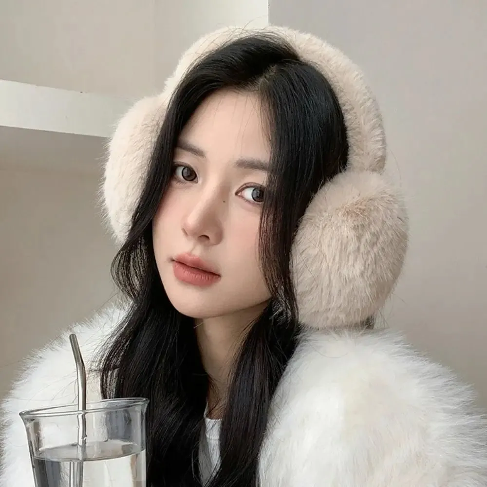 TAVIMART  -  Ear Cap Imitation Fur Plush Earmuffs Folding Solid Color Winter Earmuffs Thicken Windproof Foldable Ear Cover Student